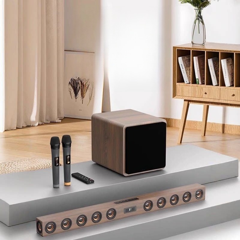 Home Cinema Karaoke Projector - Ahşap TV Ses Sistemi Fısıltı Duvarı